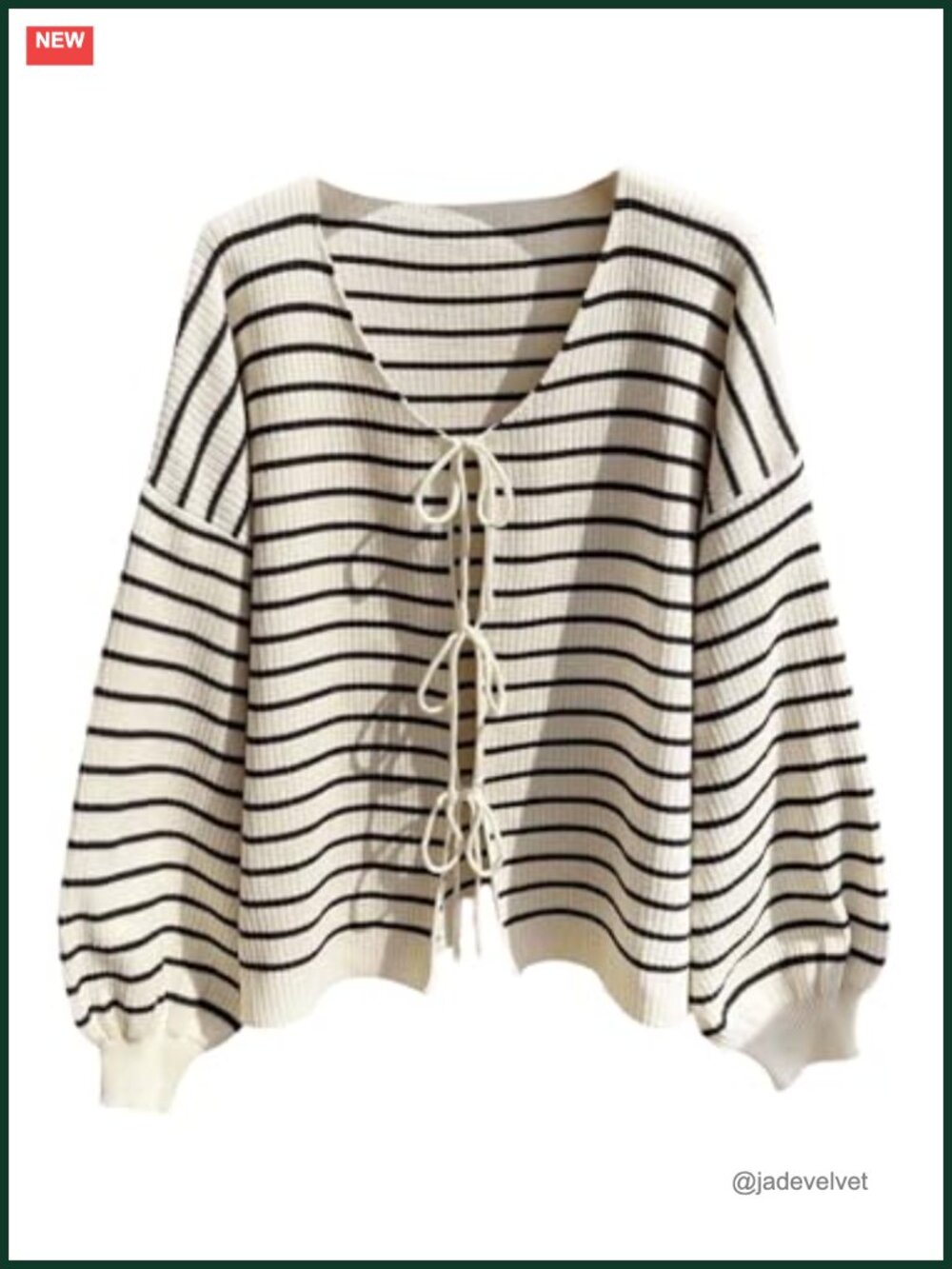 Plus Size Striped Tie Front Knit Cardigan Sweater